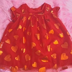Crazy8, heart print dress, red, metallic, sheer, valentine 12-18 months, toddler